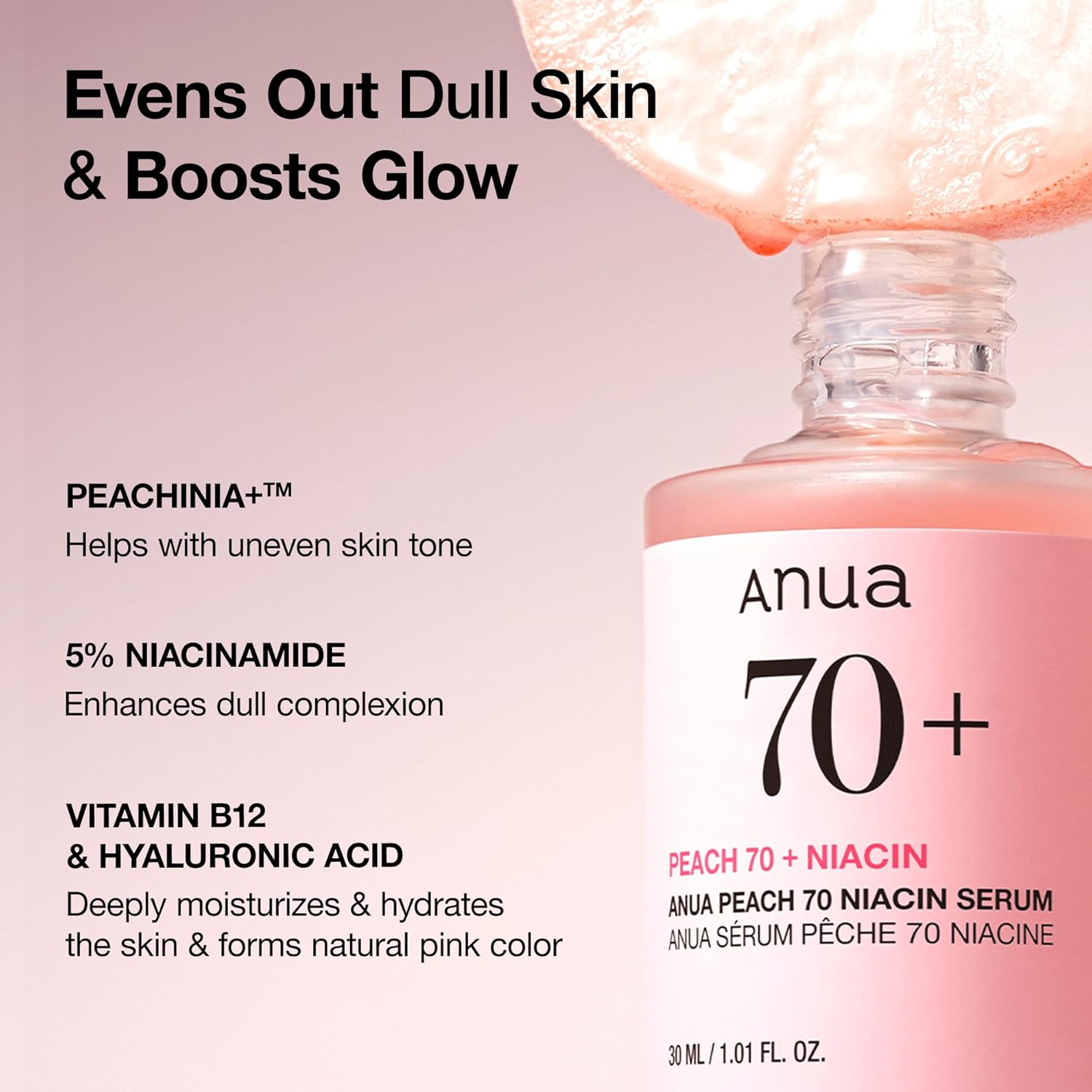 ANUA Peach 70 Niacinamide Serum, 30ml/1.01 fl.oz - Image 3