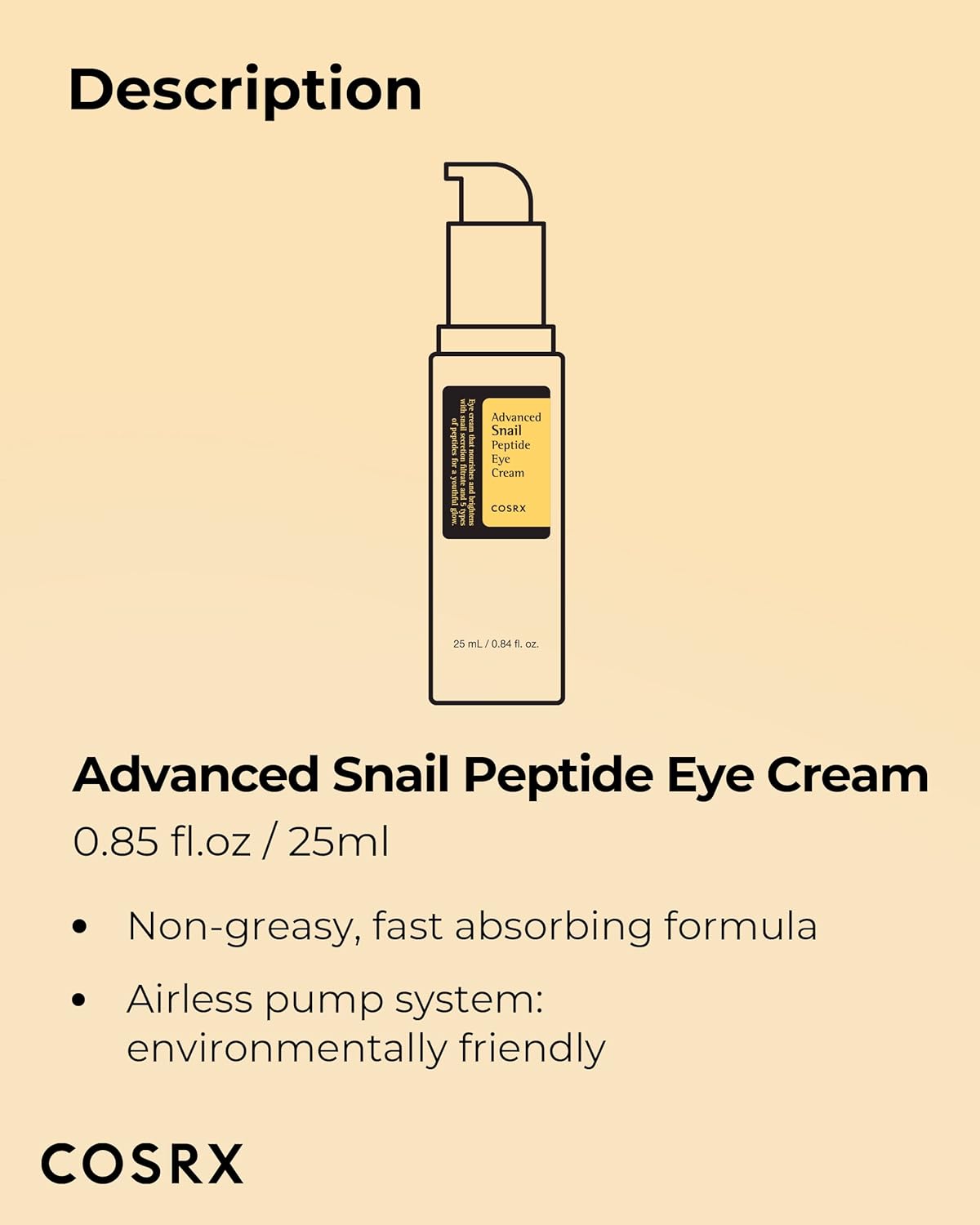 Advanced Snail Peptide Eye Cream Korean Skincare 25ml - Image 4