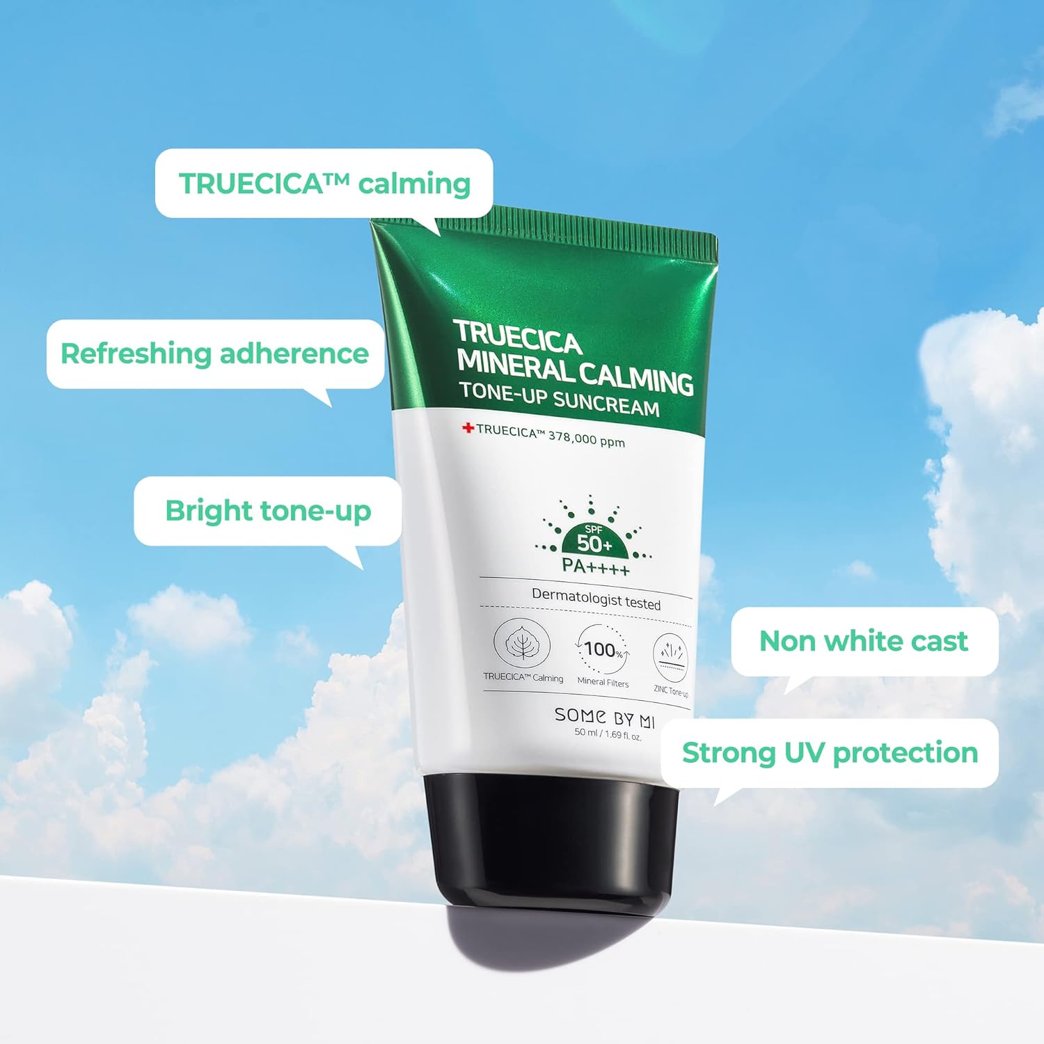 SOME BY MI Truecica Mineral Calming Tone-Up Suncream / SPF50+, PA++++ / 1.69Oz, 50ml - Image 4